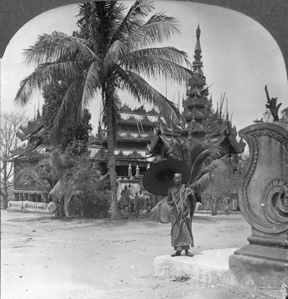 Detail of Buddhist monastery used as a priests' home and school, Mandalay, Burma by Stereo Travel Co