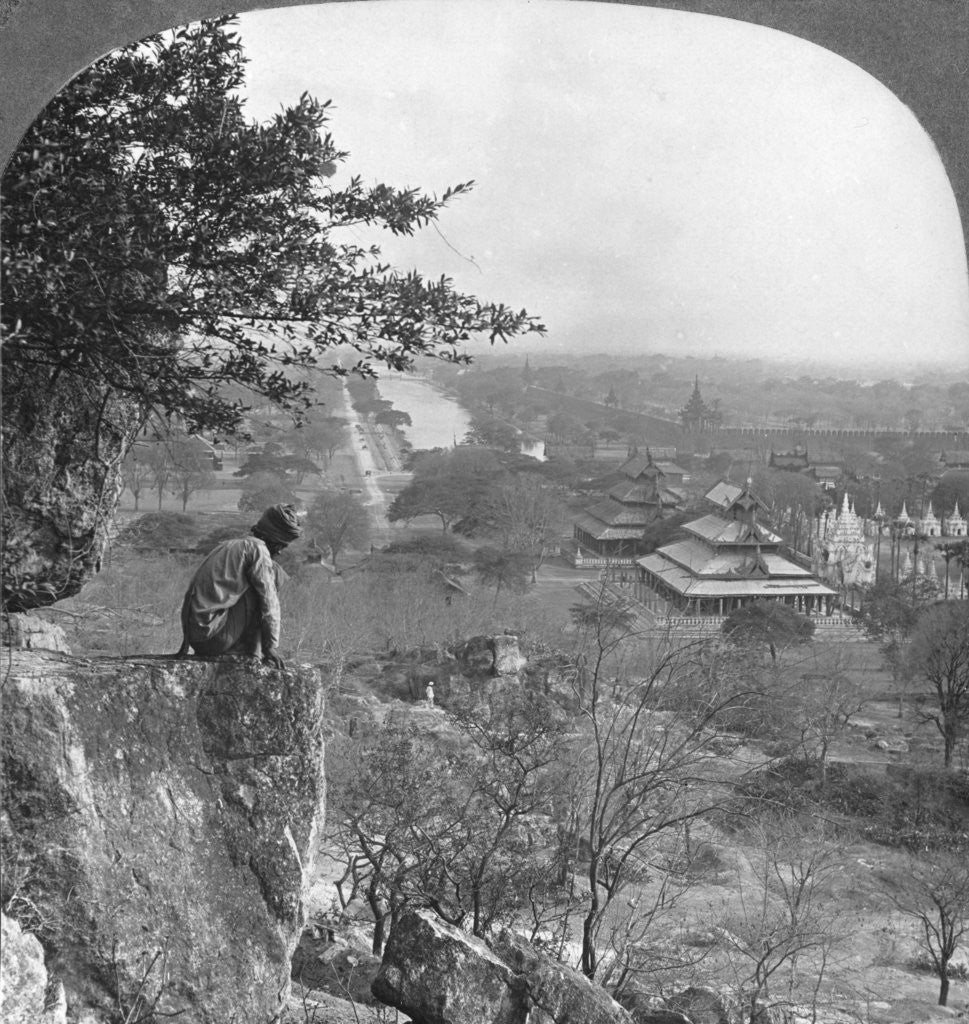 Detail of General view of Mandalay, Burma, showing the fort wall by Stereo Travel Co