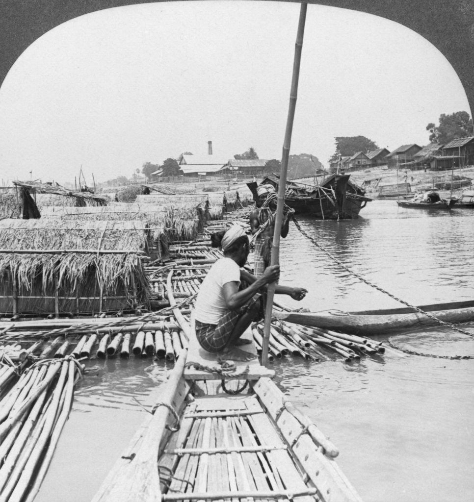 Detail of Rafts on the Irrawaddy River, Mandalay, Burma by Stereo Travel Co