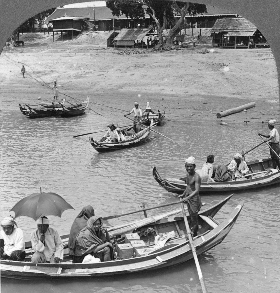 Detail of Boats on the Irrawaddy River, Sagaing, Burma by Stereo Travel Co