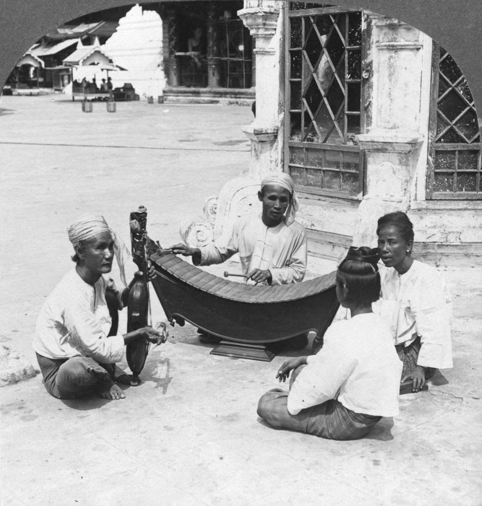 Detail of Musicians, Shwedagon Pagoda, Rangoon, Burma by Stereo Travel Co