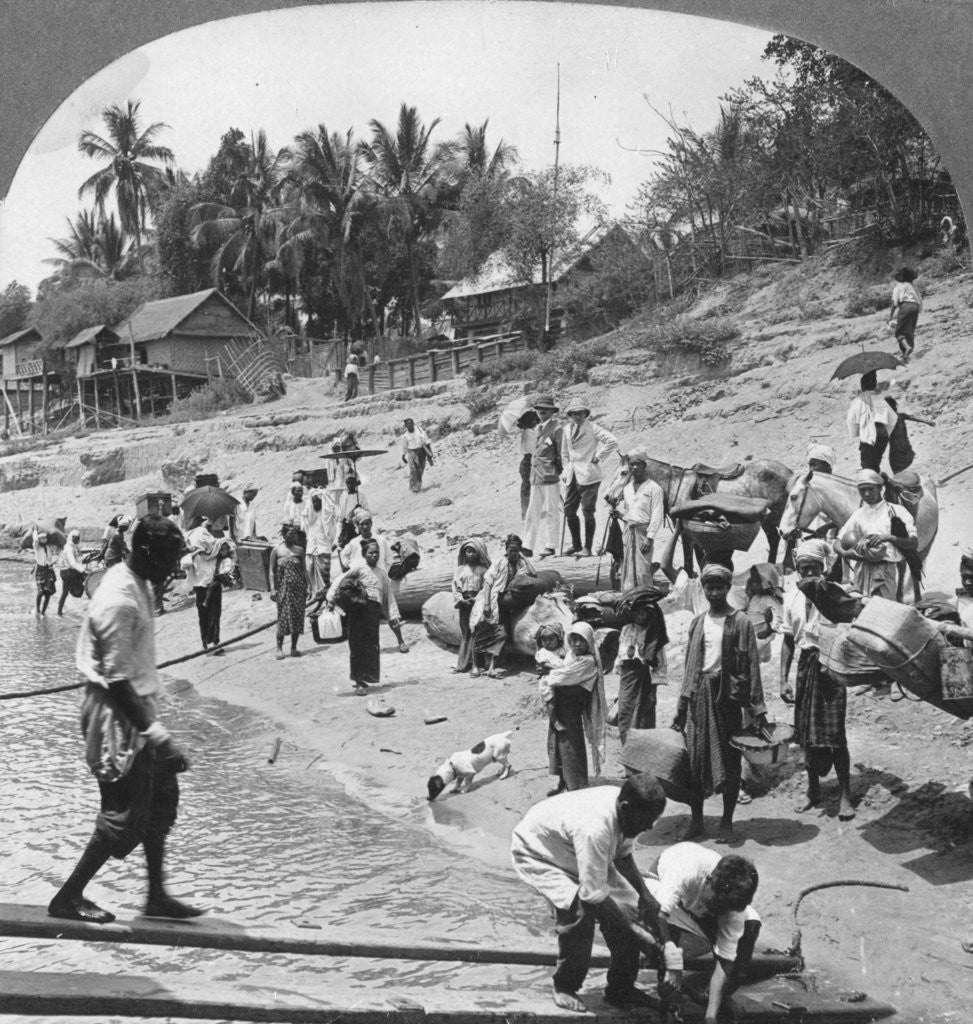 Detail of Passengers embarking on an Irrawaddy steamer, Mada, Rangoon, Burma by Stereo Travel Co