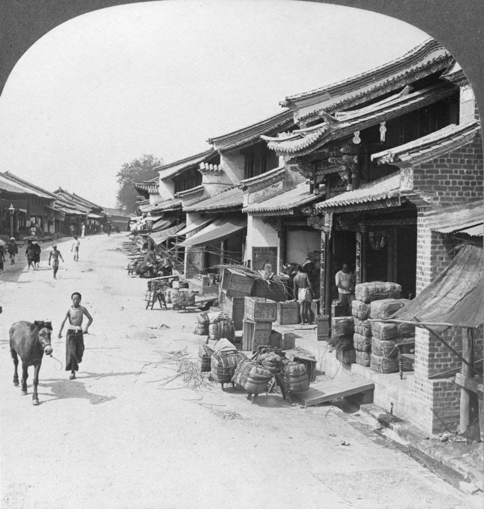 Detail of Main business street of the Chinese quarter, Bhamo, Burma by Stereo Travel Co
