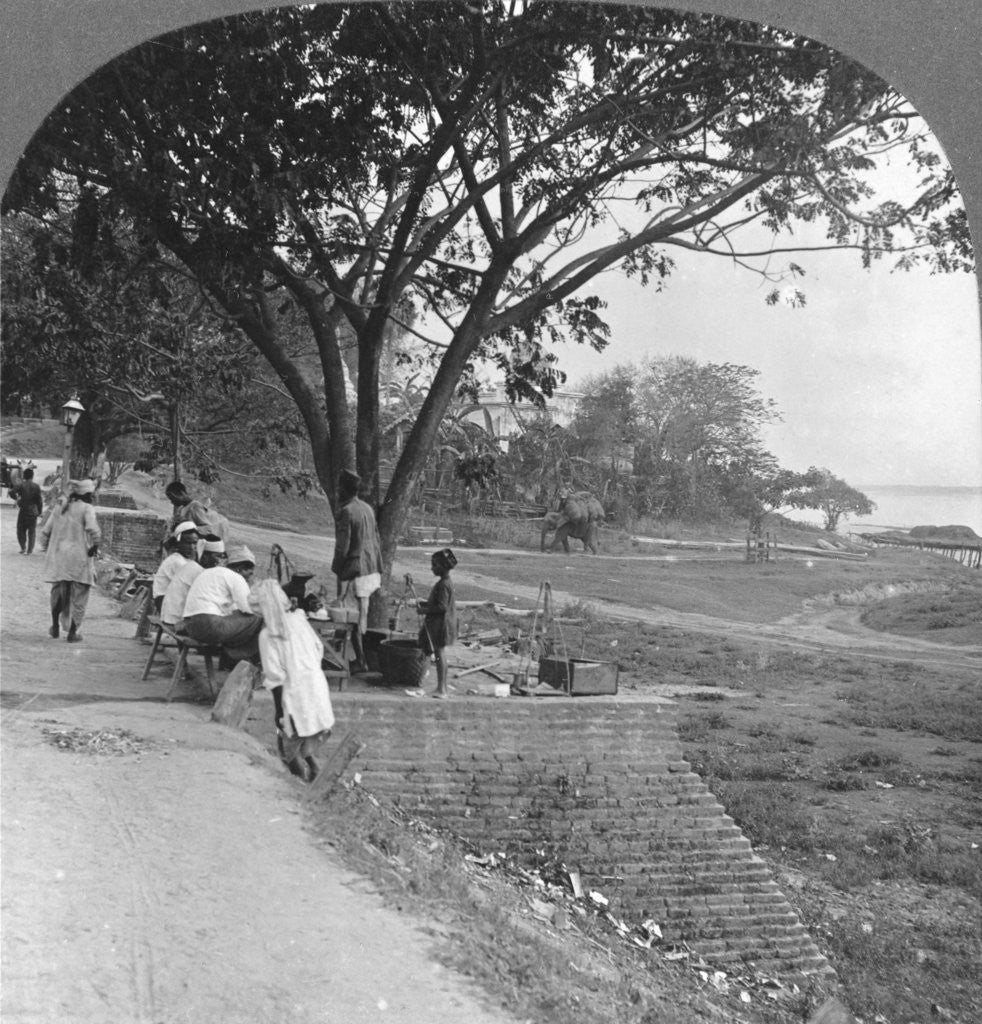 Detail of River front and bank, Bhamo, Burma by Stereo Travel Co