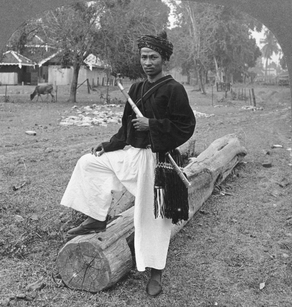 Detail of Man of the Kachin Tribe, Upper Burma by Stereo Travel Co