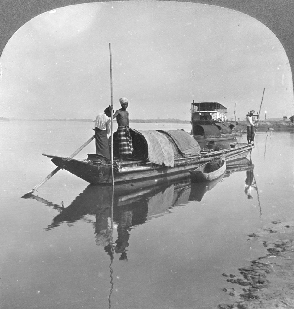 Detail of Burmese boat on the Irrawaddy River, Burma by Stereo Travel Co