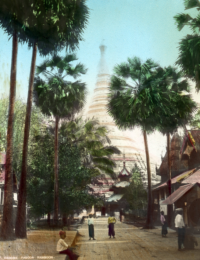 Detail of Street leading towards the Shwedagon Pagoda, Rangoon, Burma by Anonymous