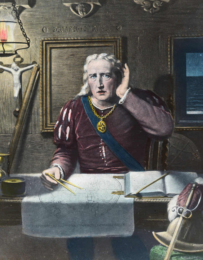 Detail of 'Land! Land! Land!', Columbus arriving in America, 1492 (late 19th or early 20th century) by Anonymous