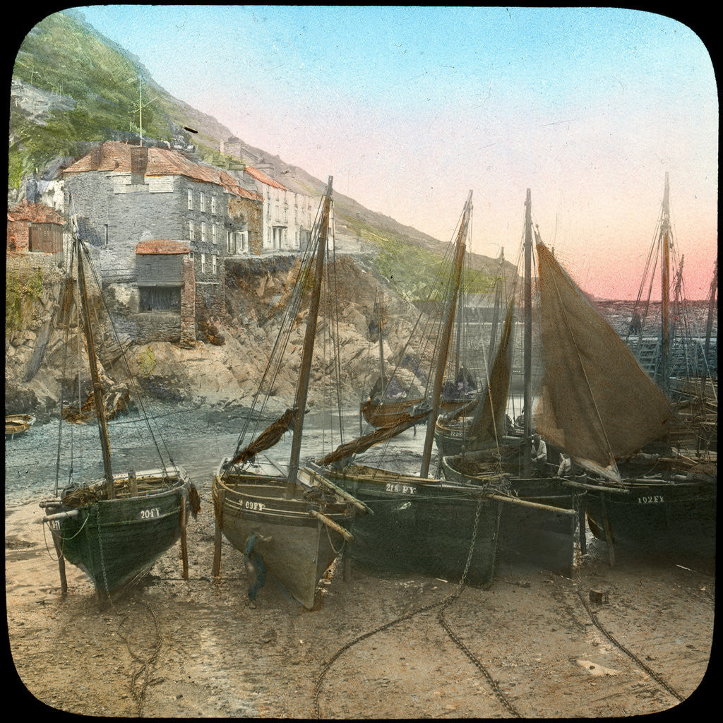 Detail of Fishing fleet at low tide, Polperro, Cornwall by Church Army Lantern Department