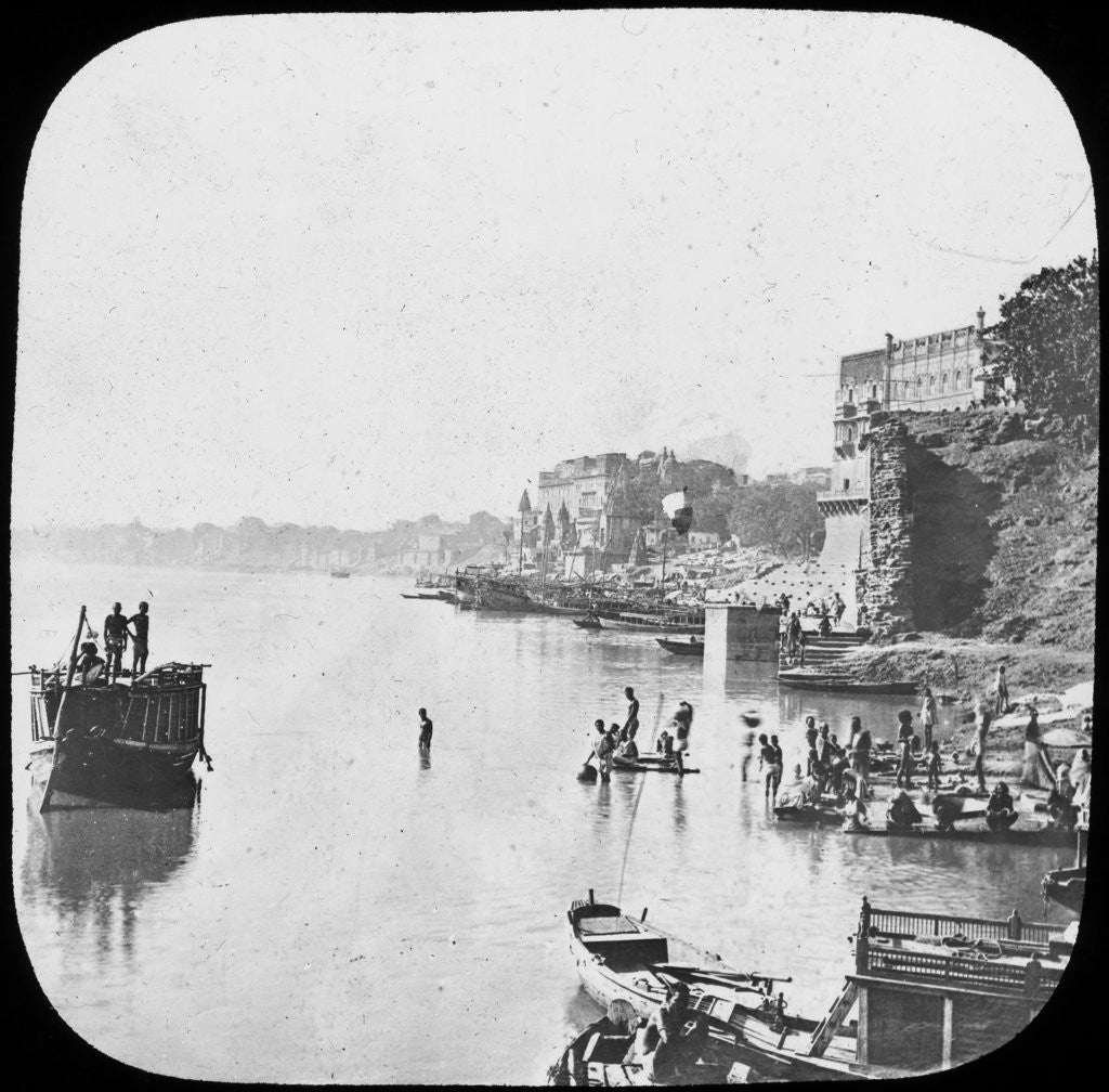 Detail of Bathing ghat at Benares, India by Anonymous
