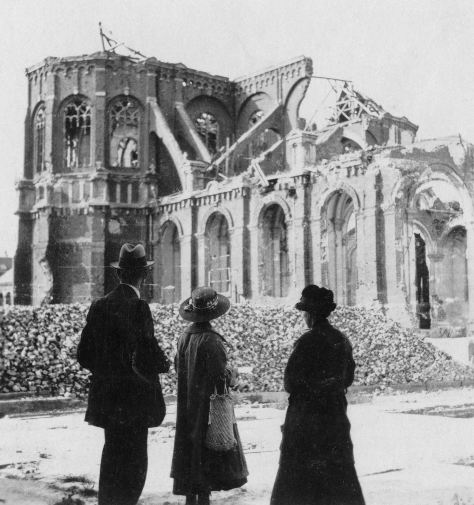 Detail of Damage to the Church of Notre Dame, Armentières, France, World War I by Nightingale & Co