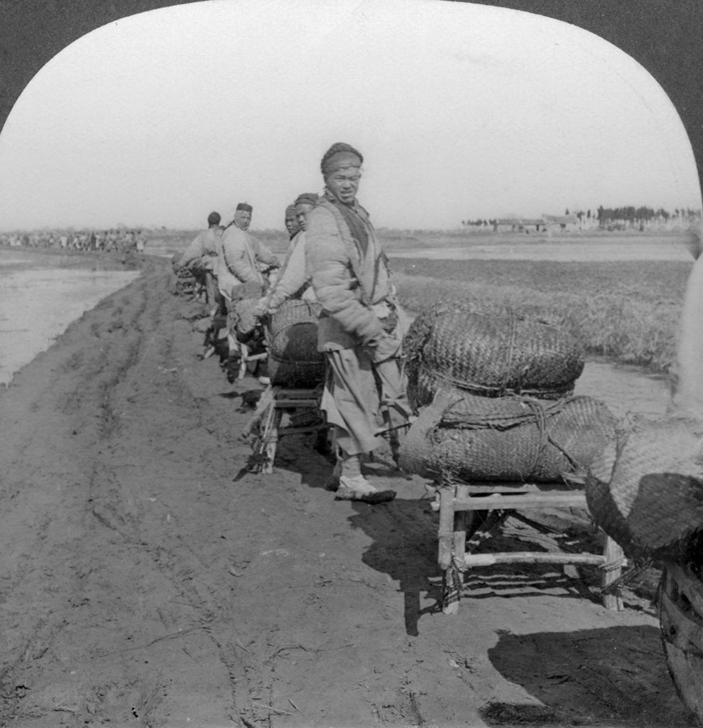 Detail of Conveying salt to the interior by wheelbarrow train by Keystone View Company