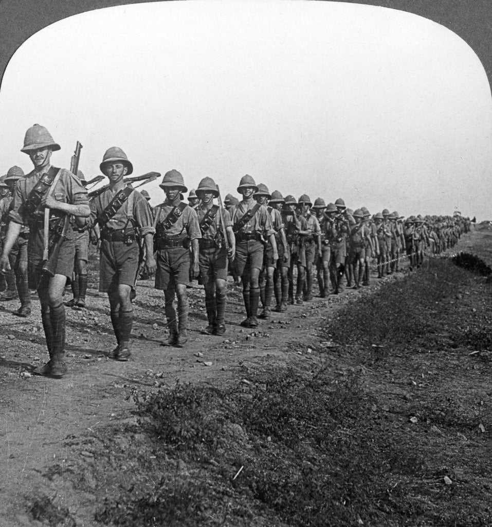 Detail of 'On the long march through torrid heat to Baghdad', World War I by Realistic Travels Publishers