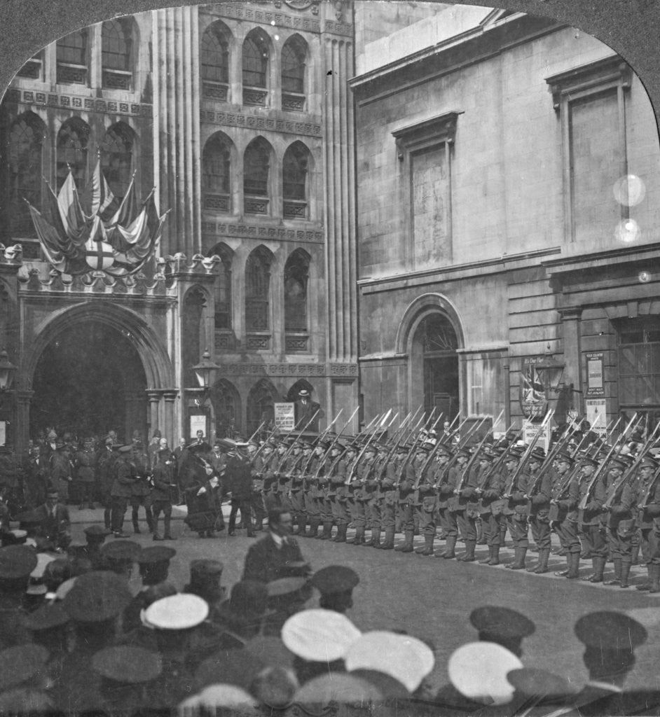 Detail of Inspecting the Guard of Honour at the Guildhall, London, World War I by Realistic Travels Publishers
