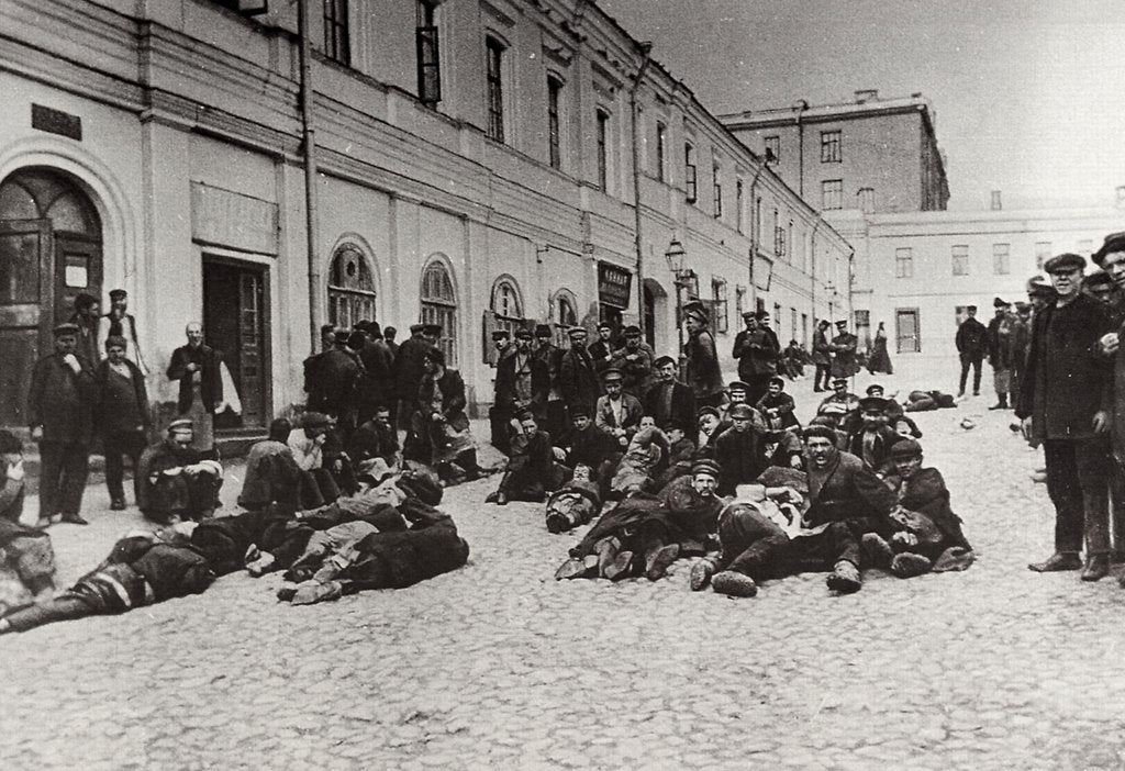 Detail of Moscow homeless shelter dwellers, Russia, c1904 by Unknown