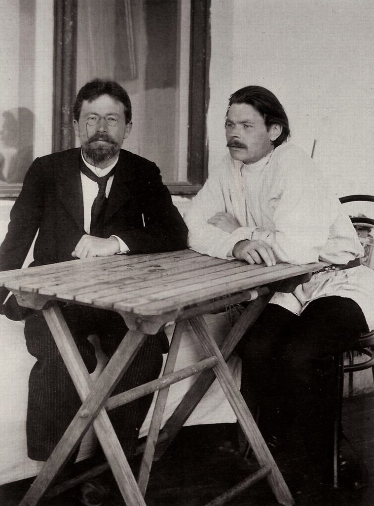 Detail of Anton Chekhov and Maxim Gorky, Russian authors, 1900. by Leonid Sredin