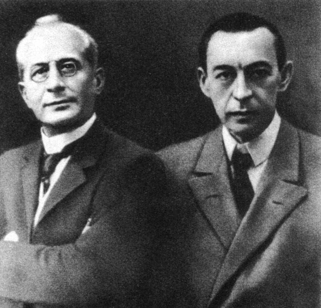 Detail of Russian conductor Alexander Siloti and composer Sergei Rachmaninov, early 20th century by Unknown