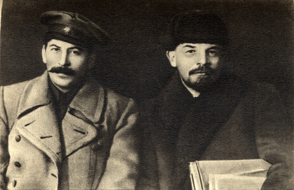 Detail of Stalin and Lenin, Russian Bolshevik revolutionary leaders, Moscow, Russia, 1919 by Unknown