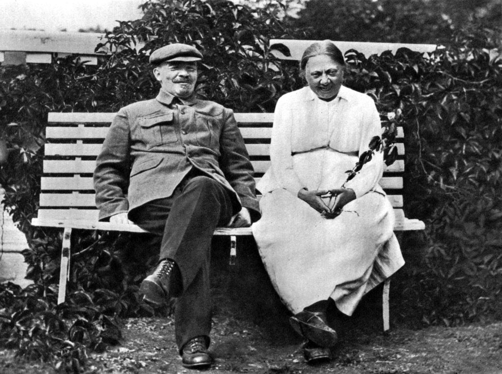 Detail of Russian Bolshevik leader Vladimir Lenin and Nadezhda Krupskaya, Gorki, USSR, 1922 by Unknown