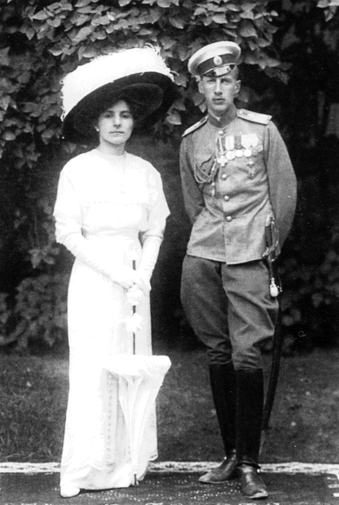 Detail of Princess Helen of Serbia with her husband Prince John Constantinovich of Russia, c1915 by Anonymous