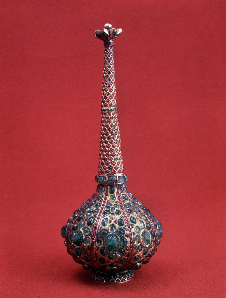 Detail of Gold and enamel flask with emeralds, Indian, 17th century by Unknown