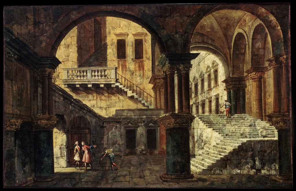 Detail of Courtyard with a Staircase, 1730s by Michele Marieschi