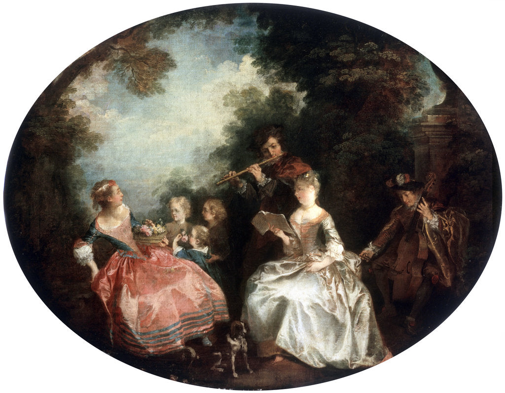 Detail of Concert in a Park, 18th century. by Nicolas Lancret