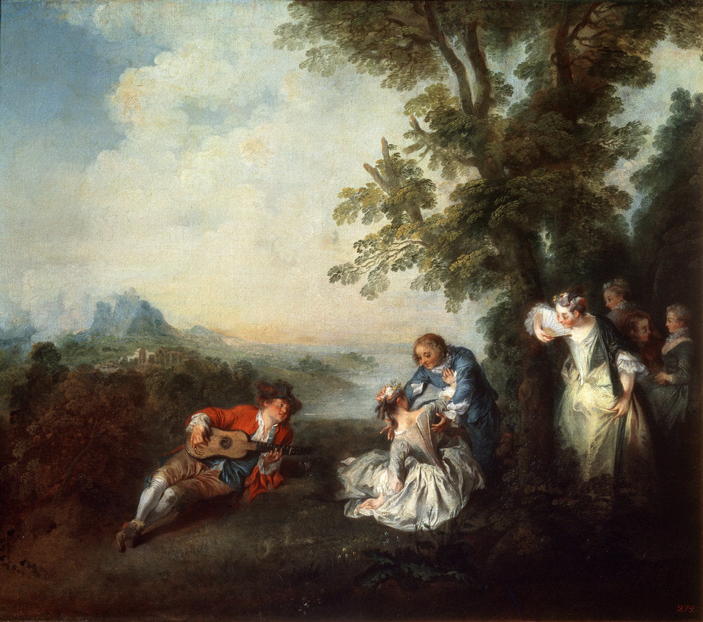 Detail of Company at the Edge of a Forest, late 1720s by Nicolas Lancret