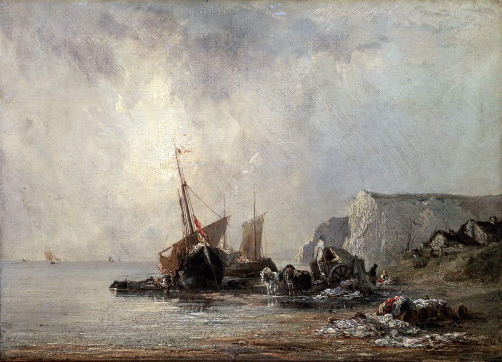 Detail of Boats at the Normandy Shore, 1823. by Richard Parkes Bonington