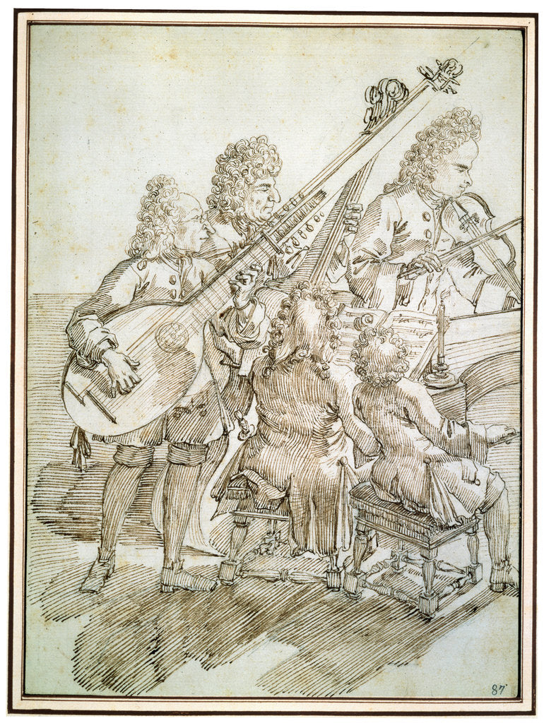 Detail of A Concert, late 17th or 18th century by Pier Leone Ghezzi