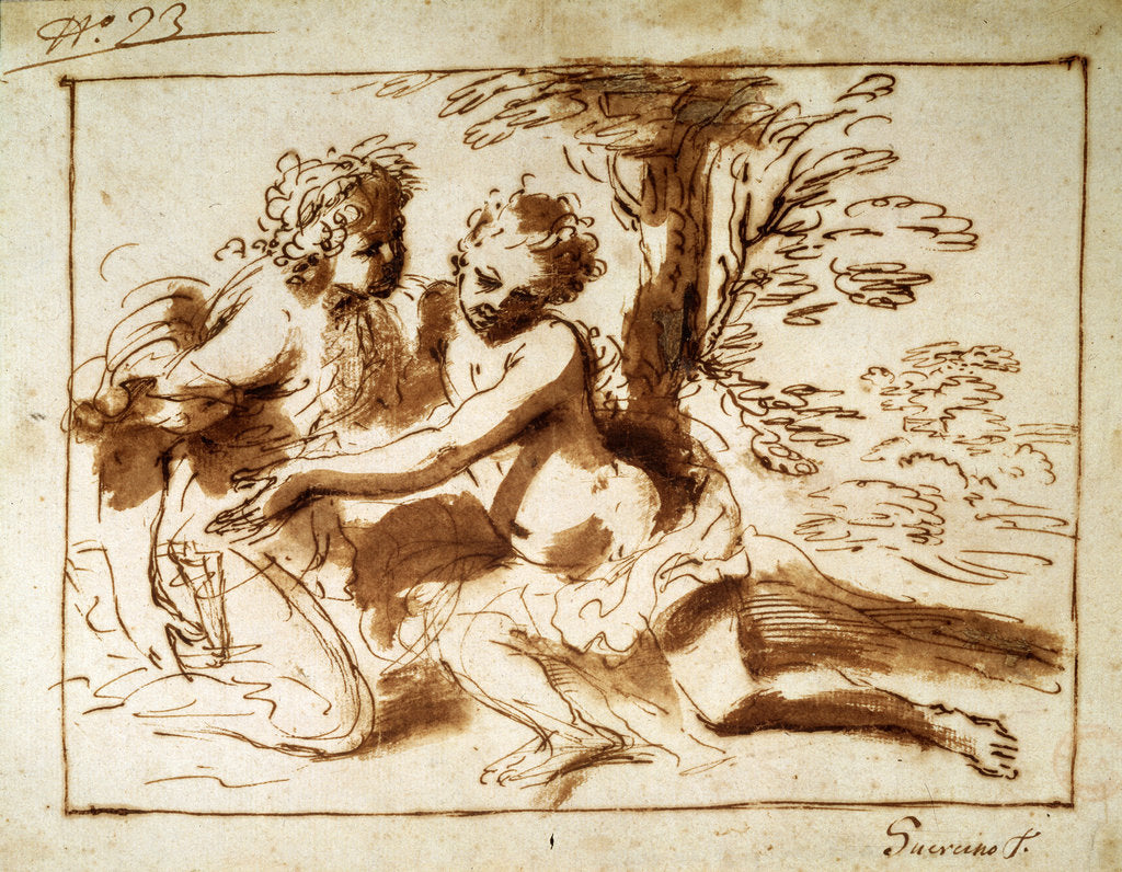 Detail of Two Figures in a Landscape, 17th century by Pier Francesco Mola