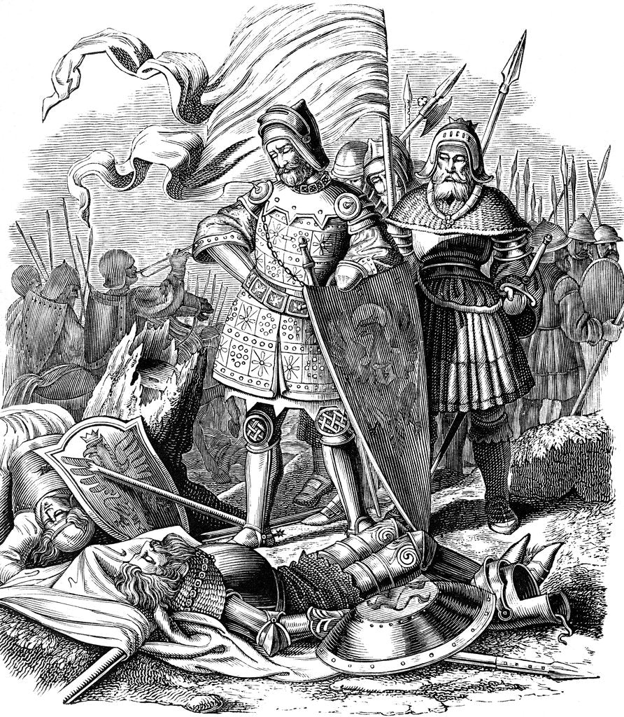 Detail of Rudolph I on batllefield after the victory over Ottokar, 1840 by Anonymous