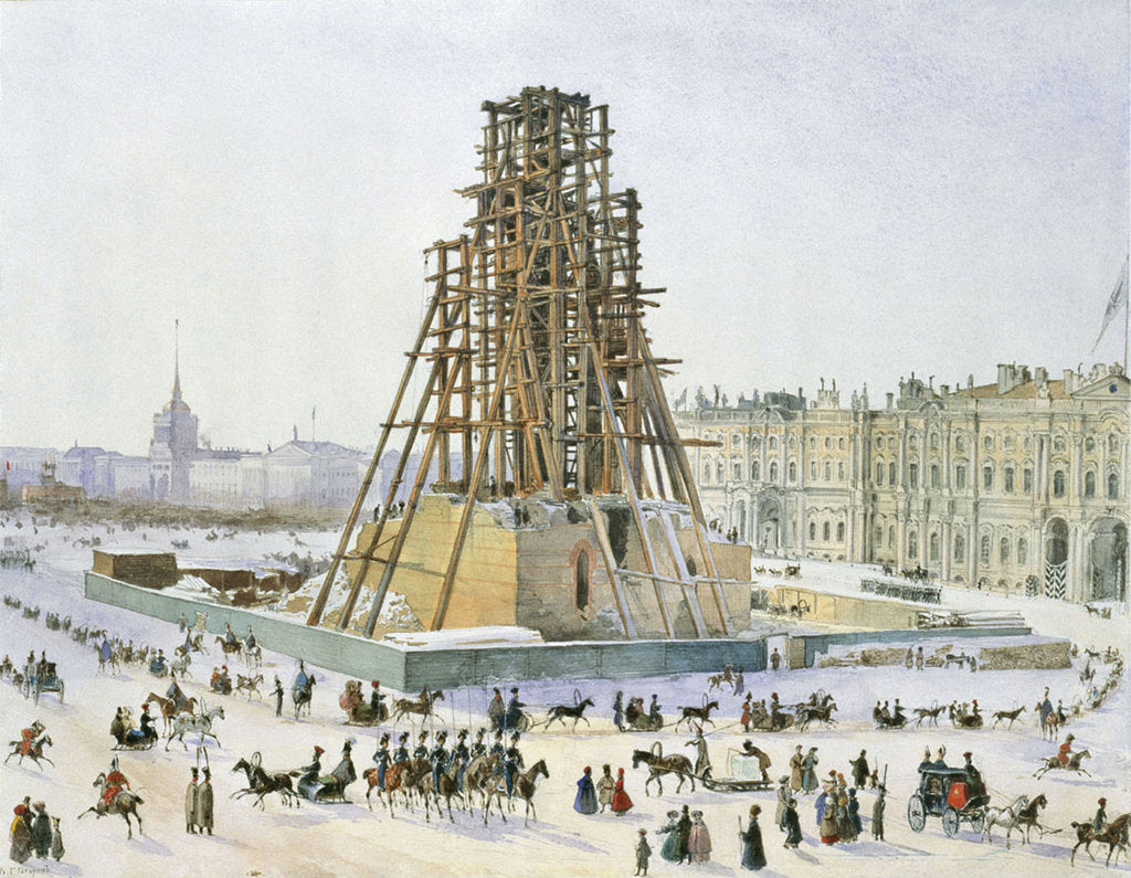 Detail of The Alexander Column in scaffolds, 1833 by Anonymous