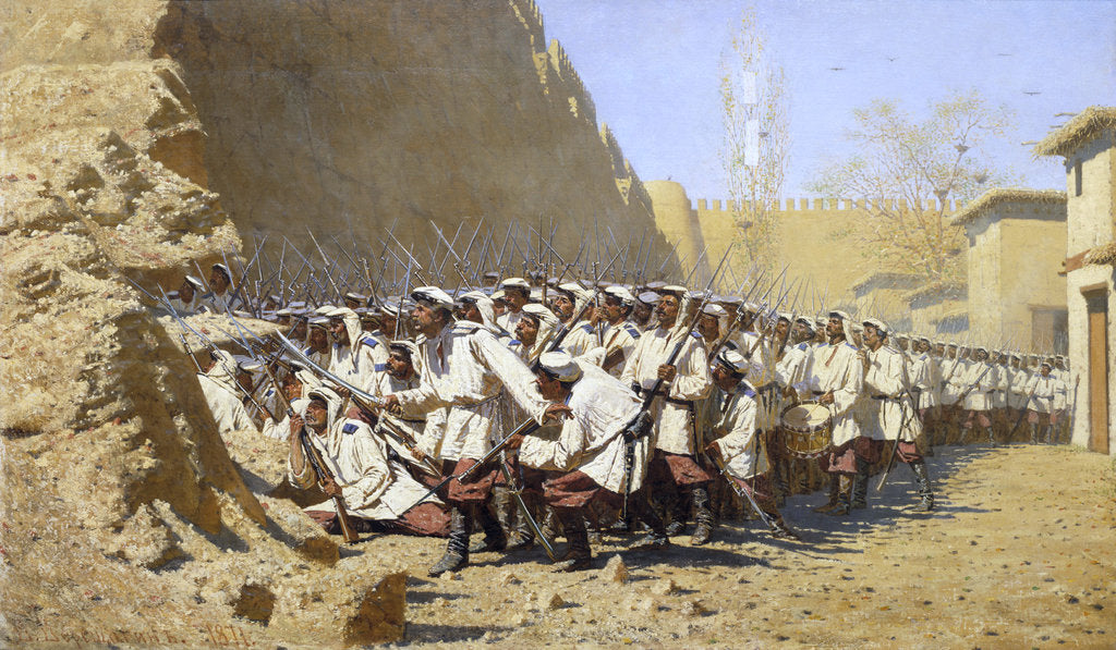 Detail of At the Fortress Walls. Let them in!, 1871 by Anonymous
