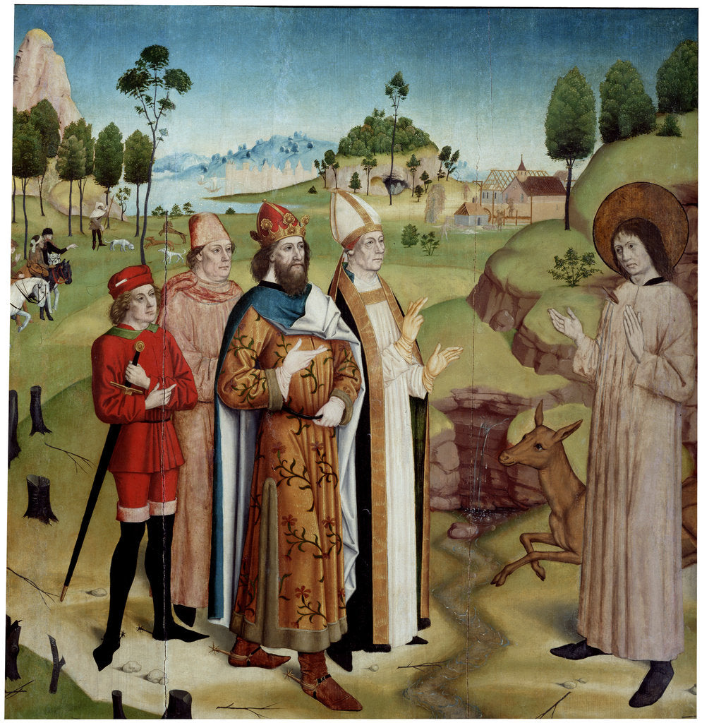 Detail of Saint Giles and King Wamba at the royal hunt, c1470-1480 by Anonymous
