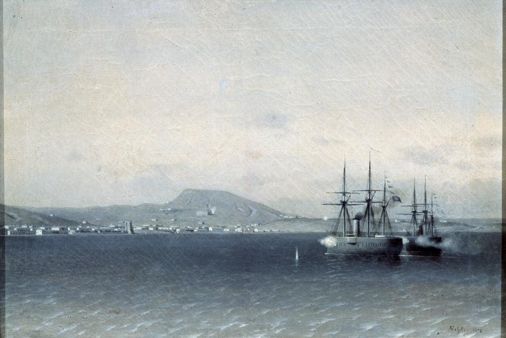 Detail of The Turkish Fleet bombed the town of Feodosiya in 1878, 1878 by Anonymous