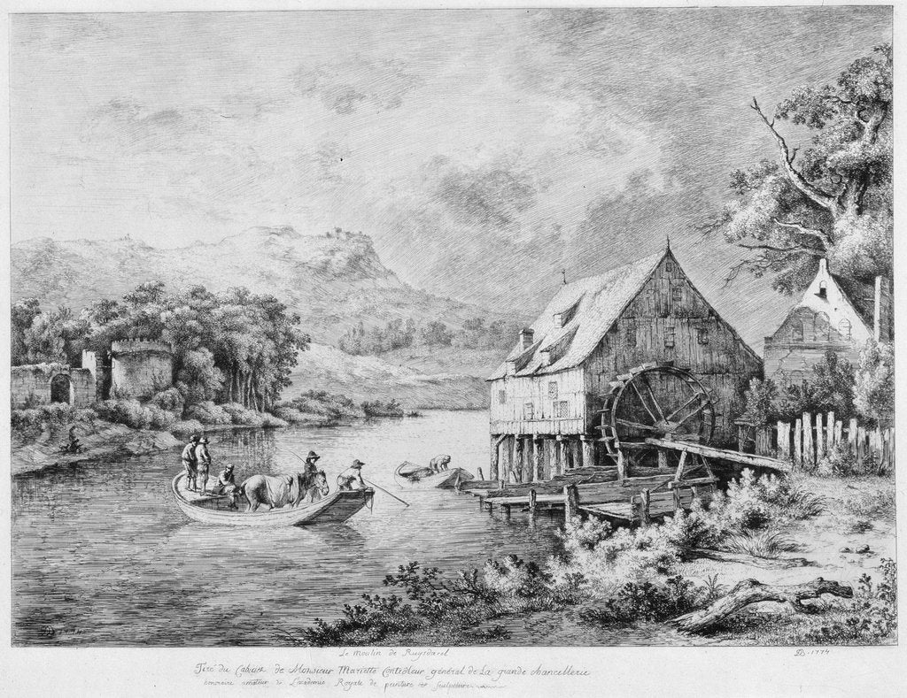 Detail of A mill on the banks of the River, 1774 by Anonymous
