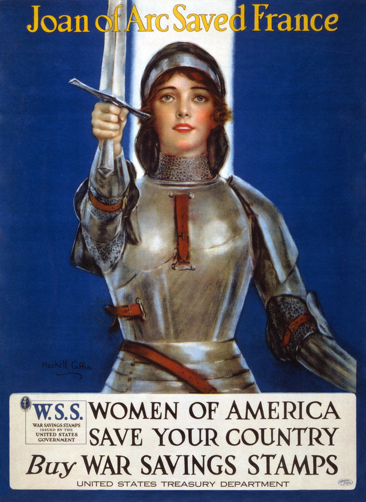 Detail of Joan of Arc saved France, Women of America, save your country poster, 1918 by Anonymous