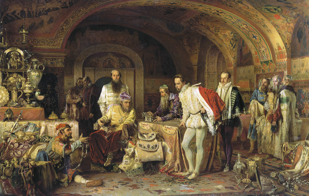 Detail of Ivan IV of Russia demonstrates his treasures to the ambassador of Queen Elizabeth I of England, 1875 by Anonymous