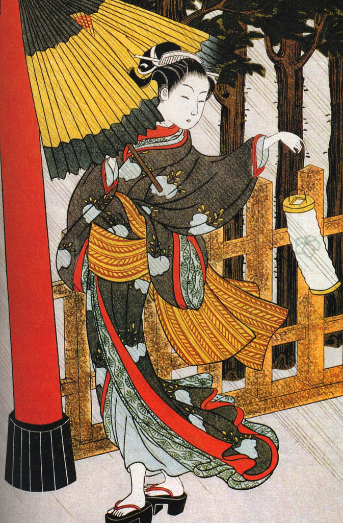 Detail of Girl on Her Way to the Shinto Shrine on a Stormy Night, 18th century by Anonymous