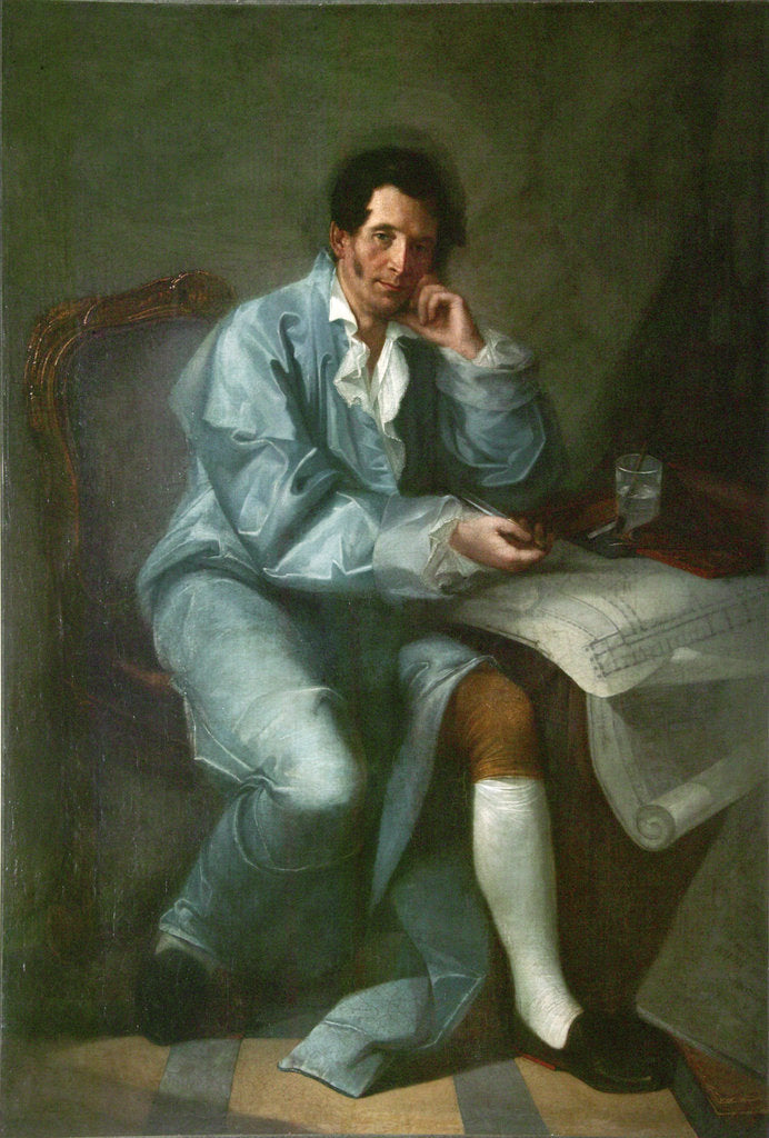 Detail of Portrait of the architect Jean-Baptiste Vallin de la Mothe, by Anonymous
