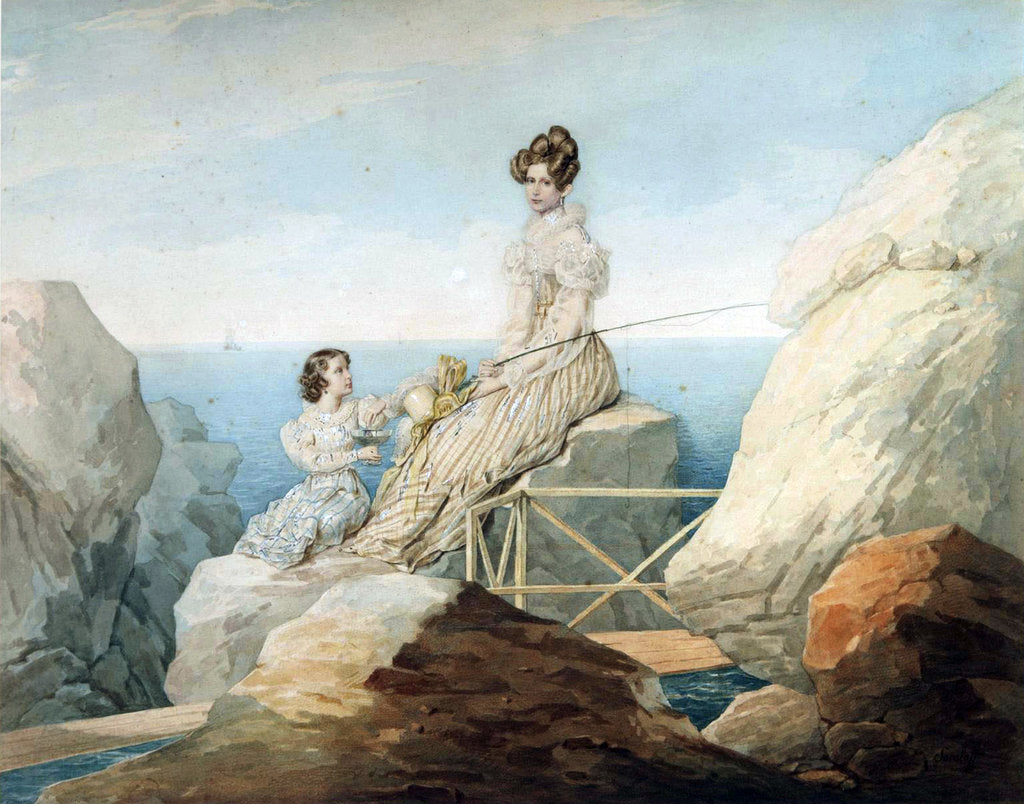 Detail of Empress Alexandra Fyodorovna with Daughter Grand Duchess Maria Nikolaievna of Russia, 1820s by Anonymous