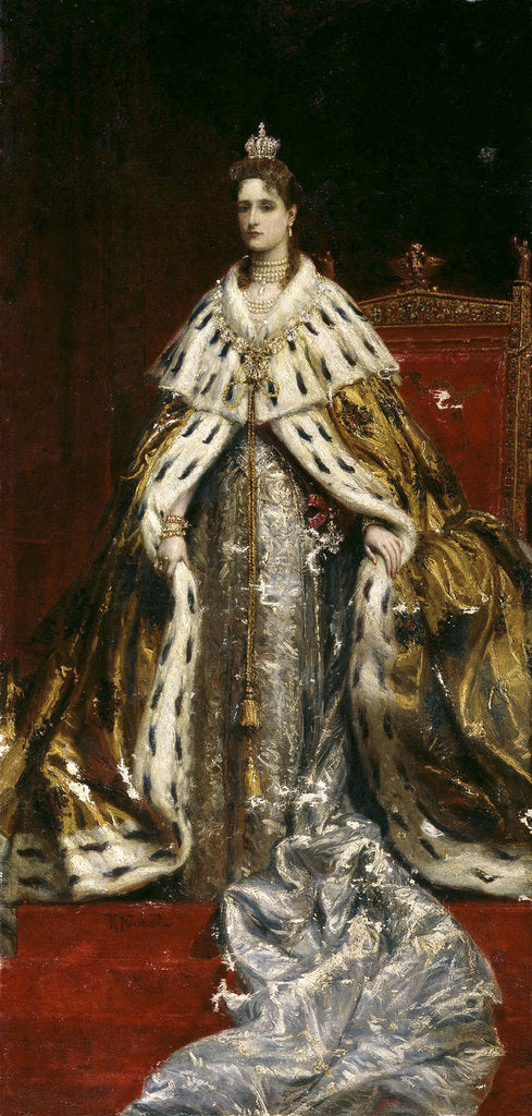 Detail of Portrait of Empress Alexandra Fyodorovna of Russia, the wife of Tsar Nicholas II, 1890s by Anonymous