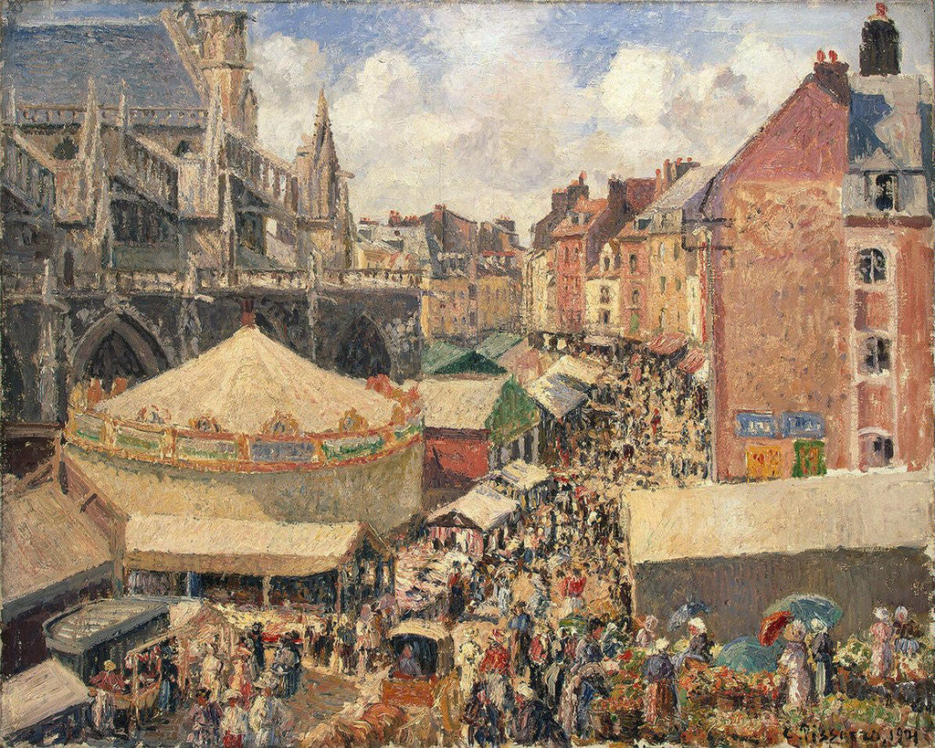 Detail of The Fair in Dieppe, Sunny Morning by Camille Pissarro
