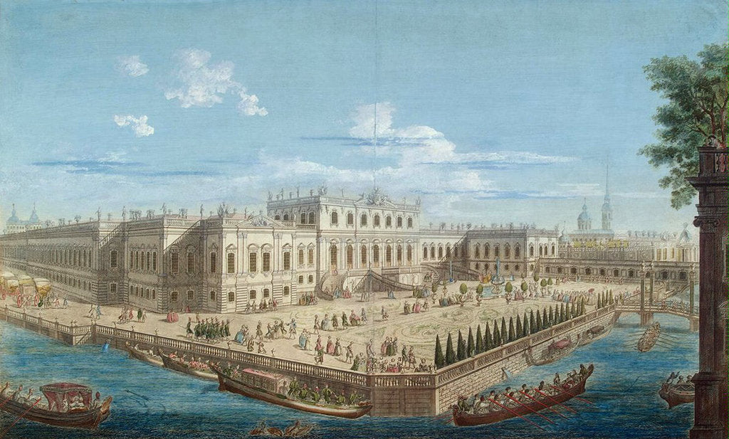 Detail of View of the Summer Palace of Empress Elizabeth at the Fontanka River in St. Petersburg, 1753 by Anonymous