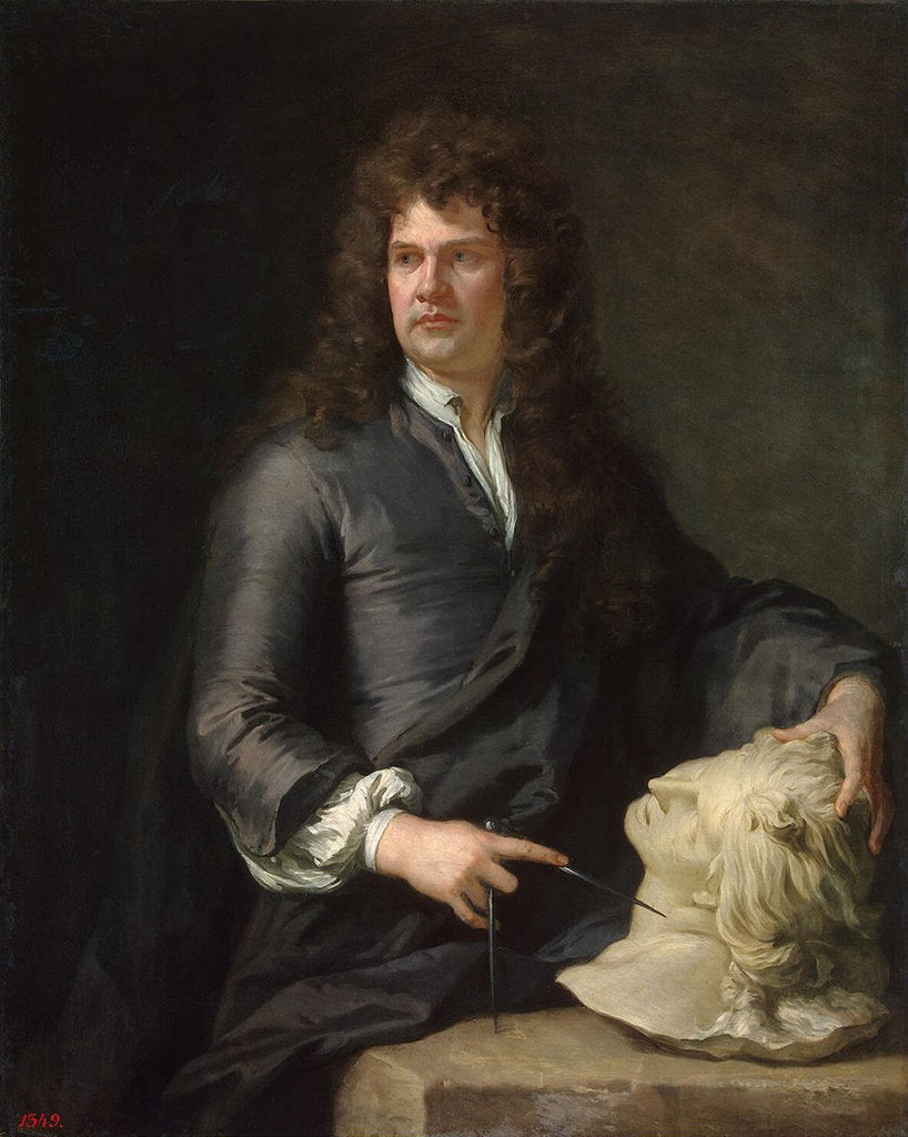 Detail of Portrait of the wood carver Grinling Gibbons,, before 1690 by Anonymous