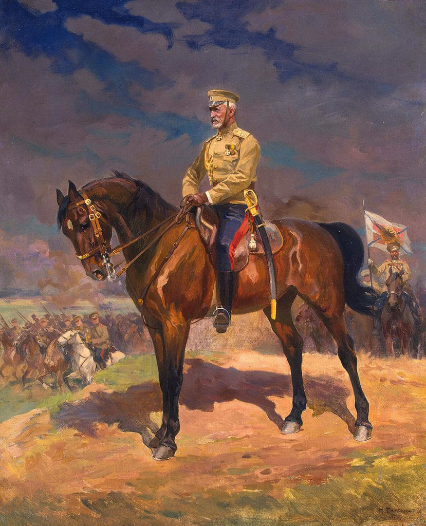 Detail of Portrait of Grand Duke Nikolai Nikolayevich (1856?1929) on Horseback, 1910s by Anonymous