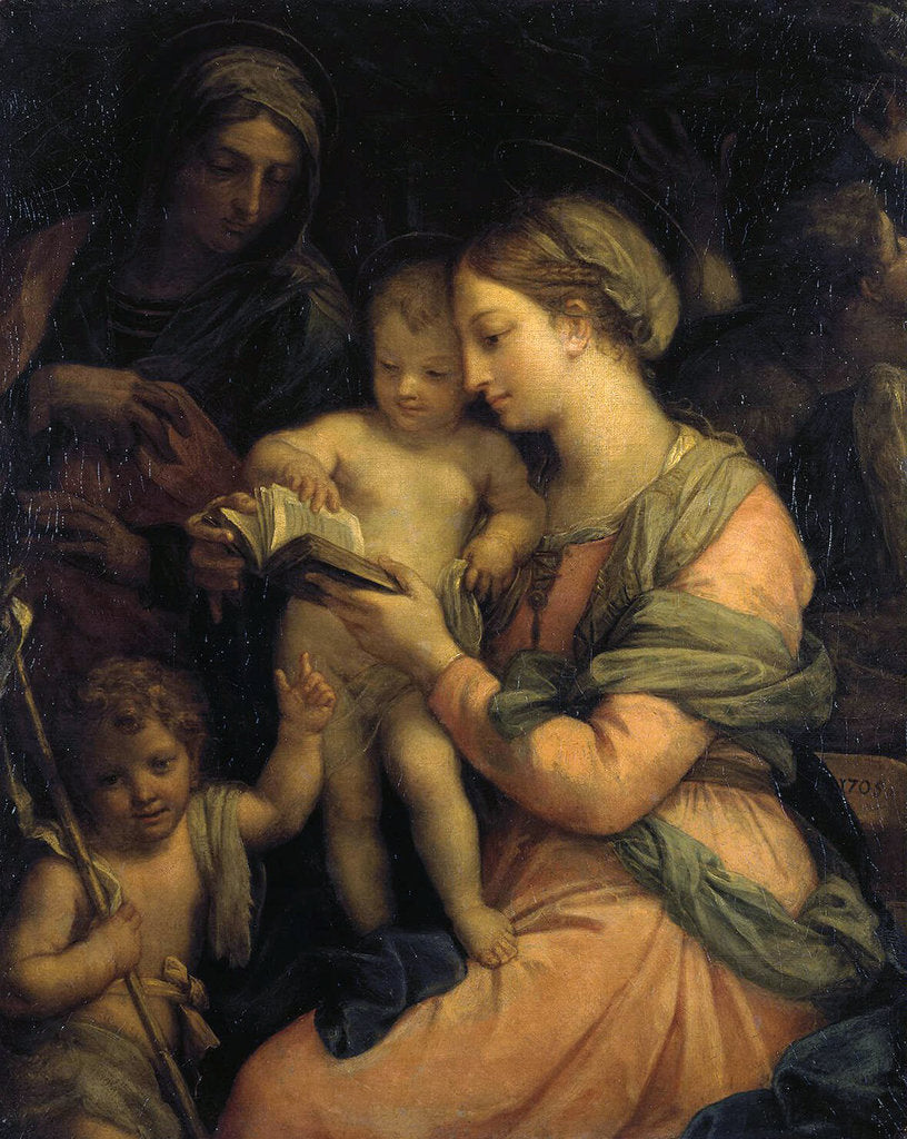 Detail of Madonna Teaching the Infant Christ Reading, 1705 by Anonymous