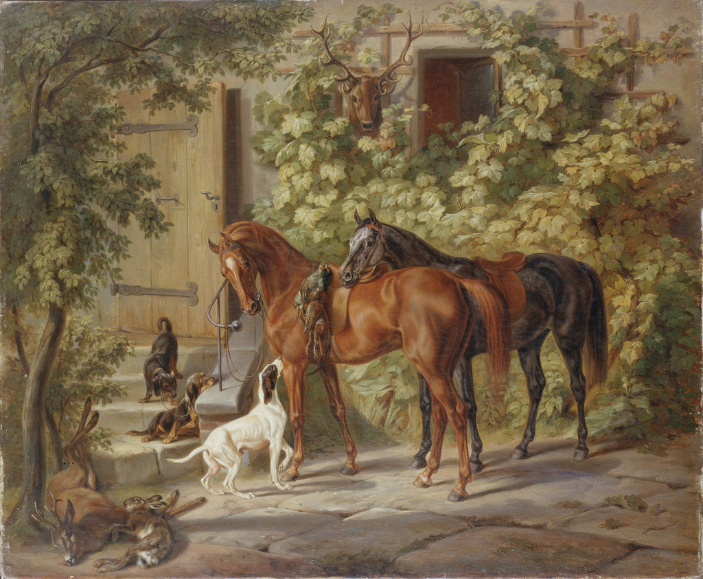 Detail of Horses at the Porch, 1843 by Anonymous