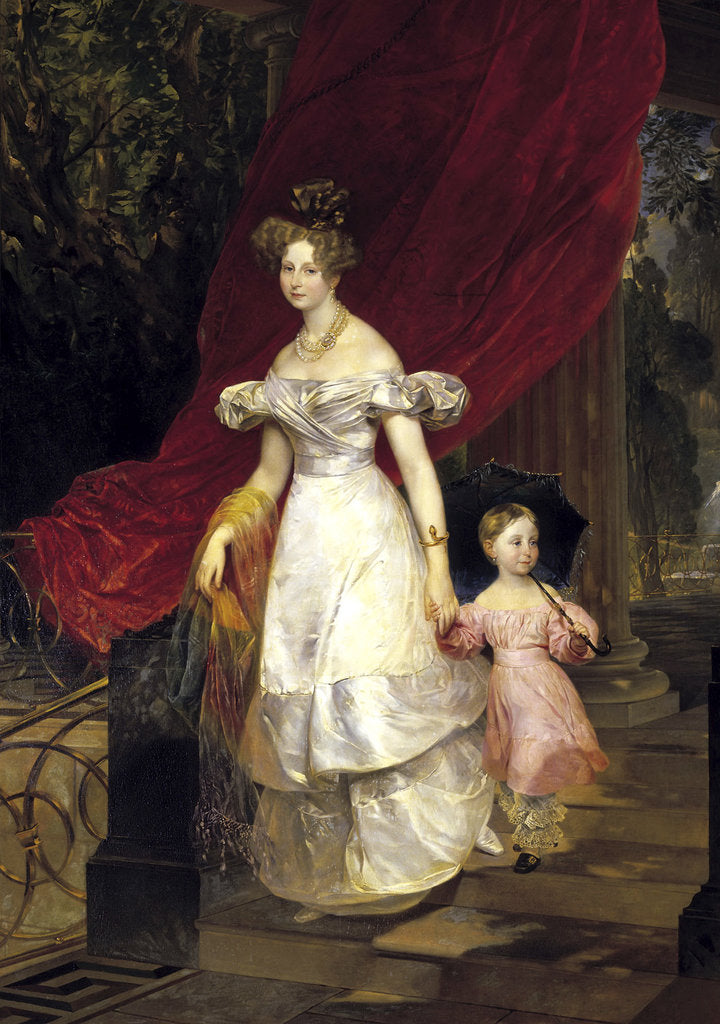 Detail of Portrait of Grand Duchess Elena Pavlovna of Russia with her daughter Maria, 1830 by Anonymous
